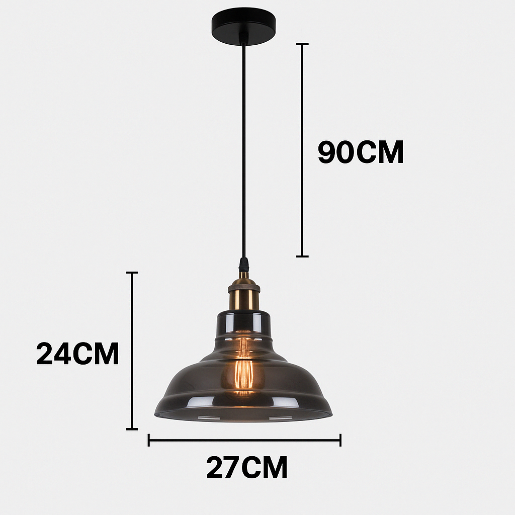 Campana 1 luz cristal ahumado-vintage LT06674