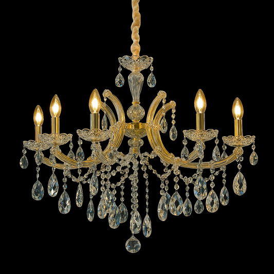 LÁMPARA CHANDELIER DORADA 6 LUCES