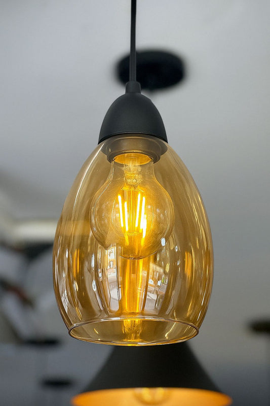 Lámpara colgante 1 luz vidrio liso vintage