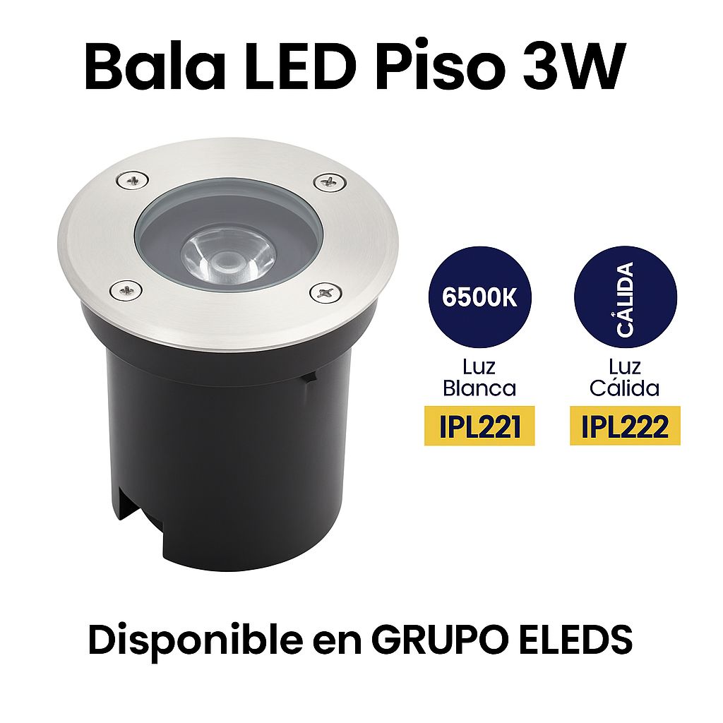 Bala LED Piso 3W – Luz Blanca o Cálida