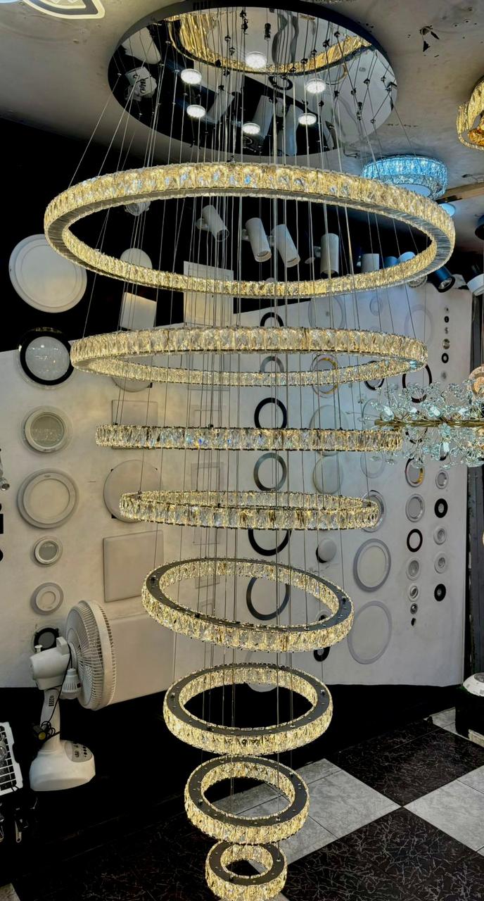 Lámpara Colgante Doble Altura – 8 Aros