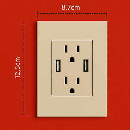 Toma Doble + USB Golden Luxury