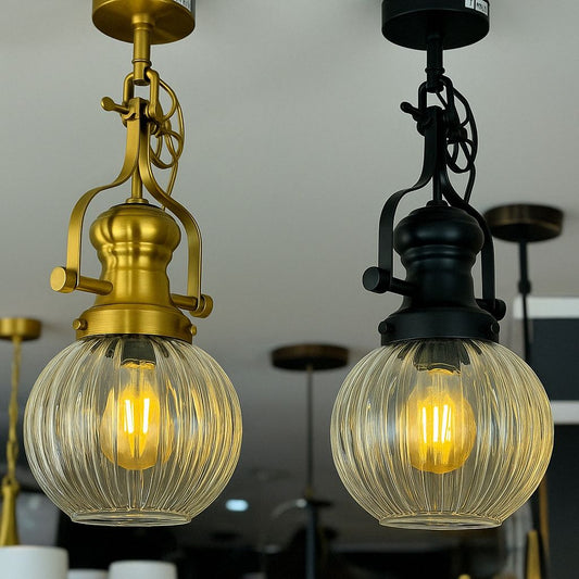Lámpara colgante 1 luz negra y dorada - Ref. 9435