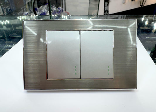 Interruptor Doble Premium Stainless | Color Acero