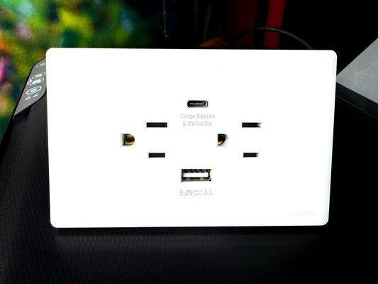 Toma Doble + USB + Tipo C Premium Diamante|
