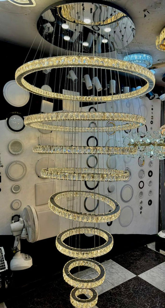 Lámpara Colgante Doble Altura – 8 Aros
