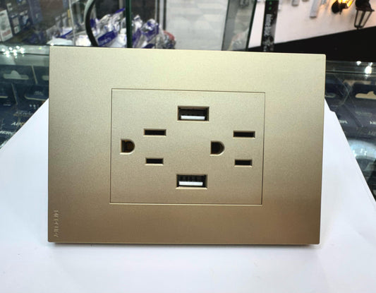 Toma Doble + USB Golden Luxury