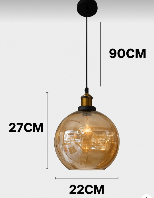 lámpara colgante de 1 luz con vidrio ámbar